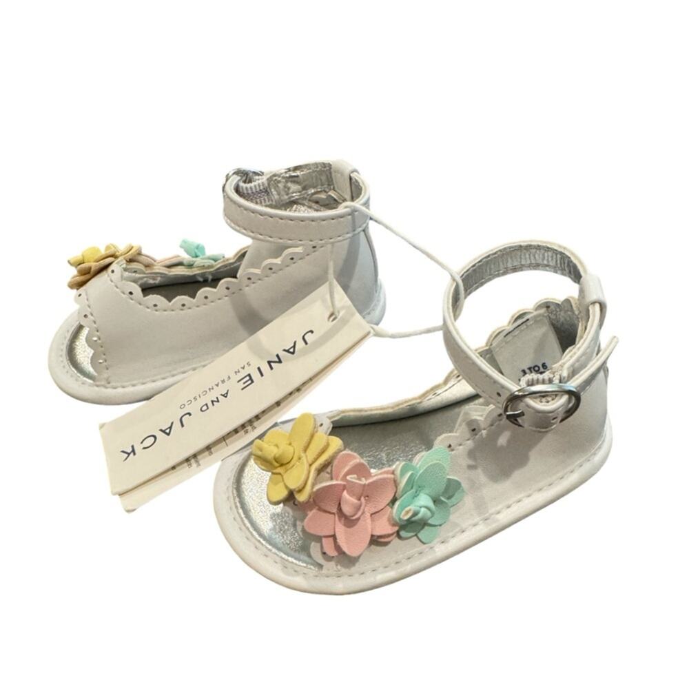 Janie and Jack White Floral Kids Sandals Size 3-6M